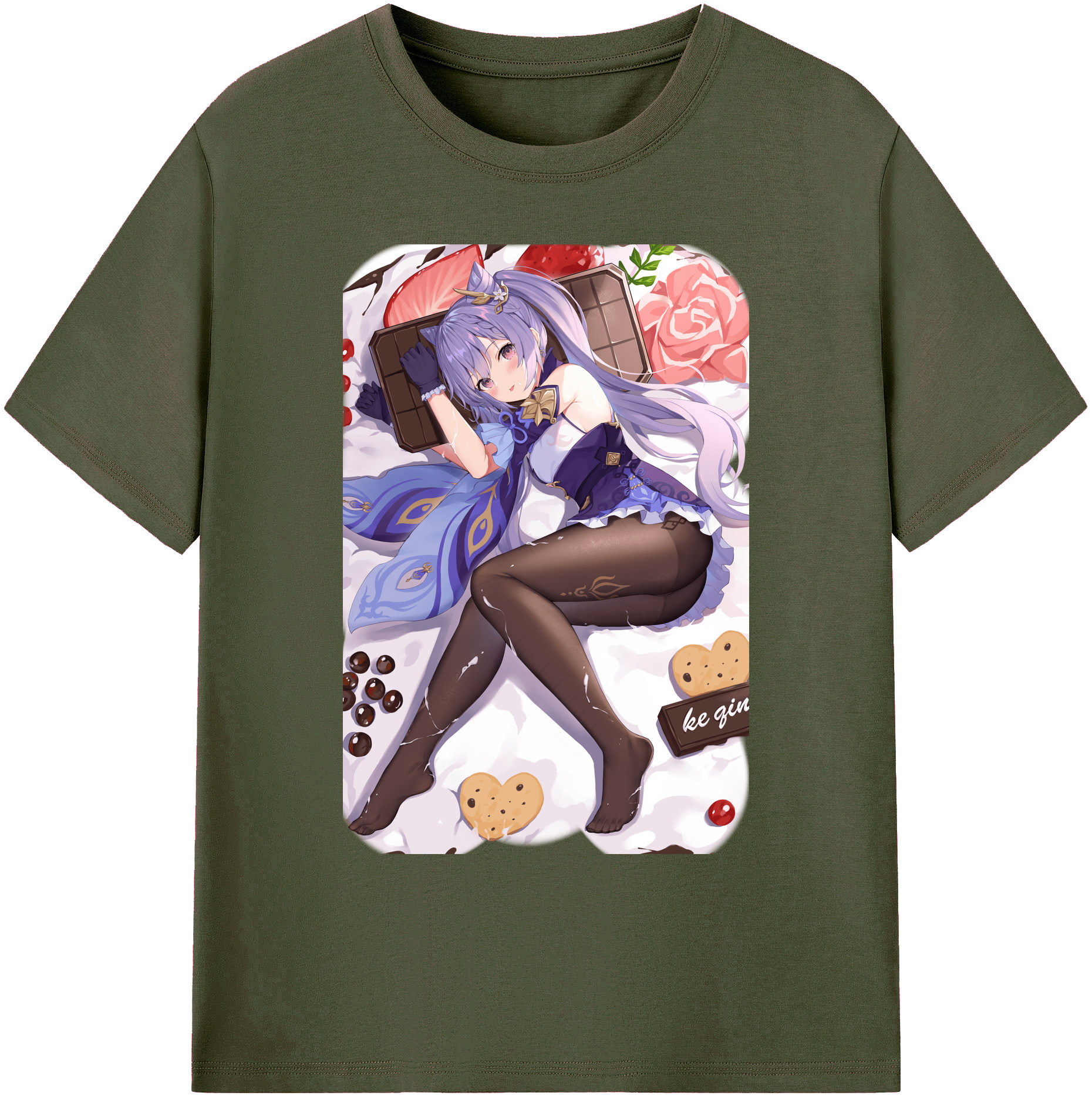げんし神 刻晴 こくせい genshin Kokusei 綿100％ メンズ半袖Tシャツ｜肌触りやわらか＆通気性